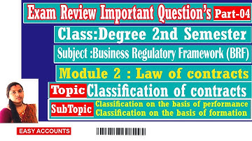 Business Regulatory Framework| Module-2 | Part-04 | Law of contracts | Easy Accounts
