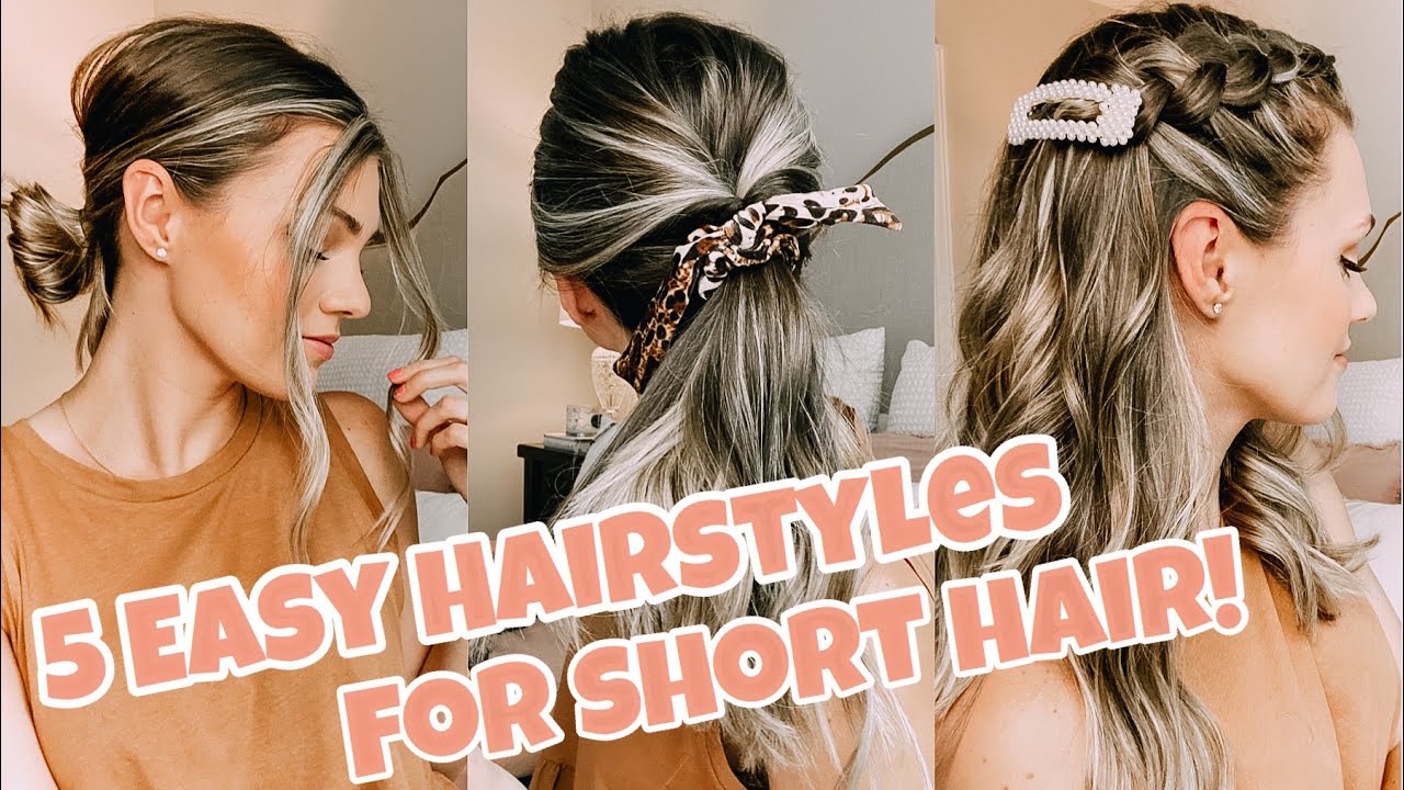 5 EASY HAIRSTYLES FOR SHORT HAIR! (Under 2 Minutes!!) - YouTube