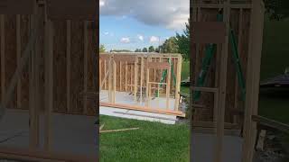 Four walls are up! A little bit of osb! This will be a shed in no time! #fun #iowa #construction