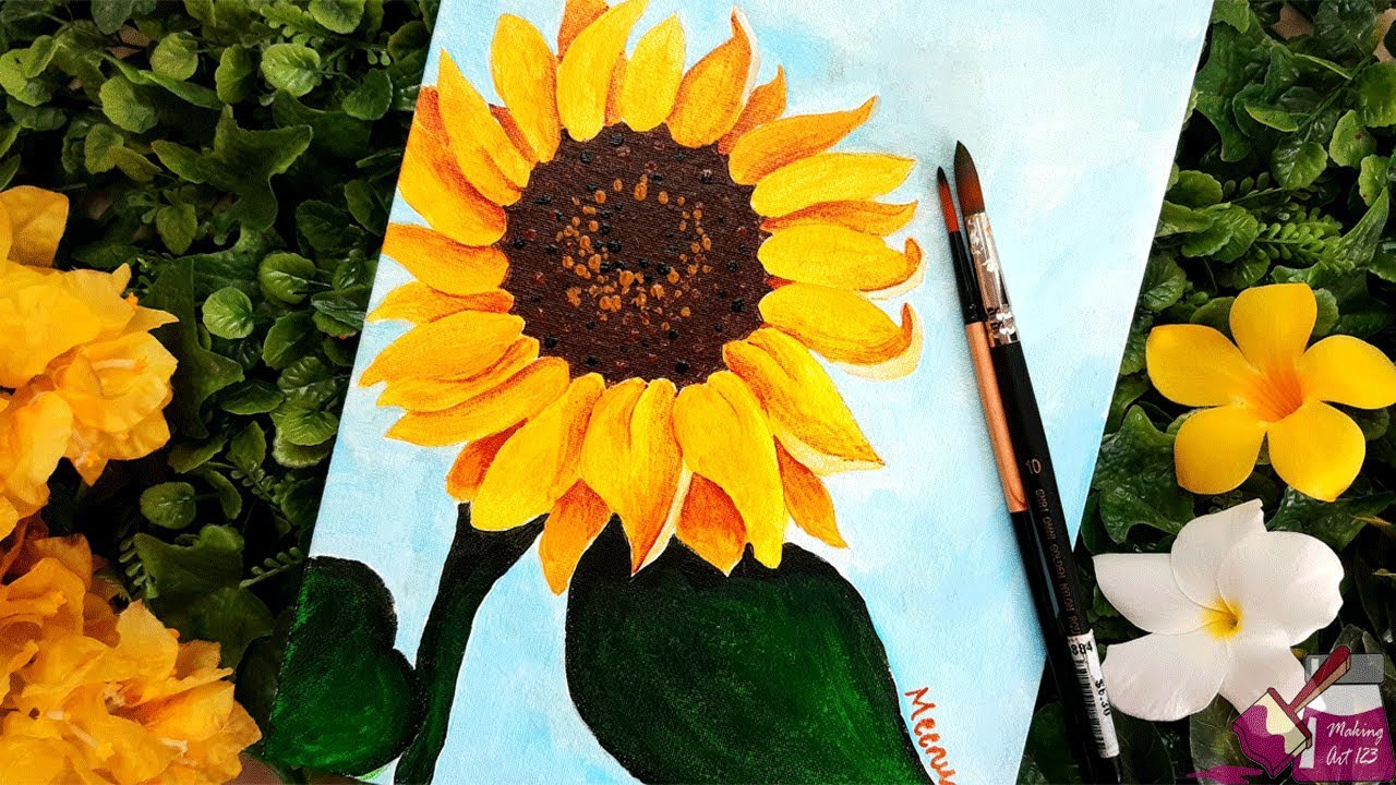 Easy Sunflower Painting For Beginners Simple Acrylic Painting