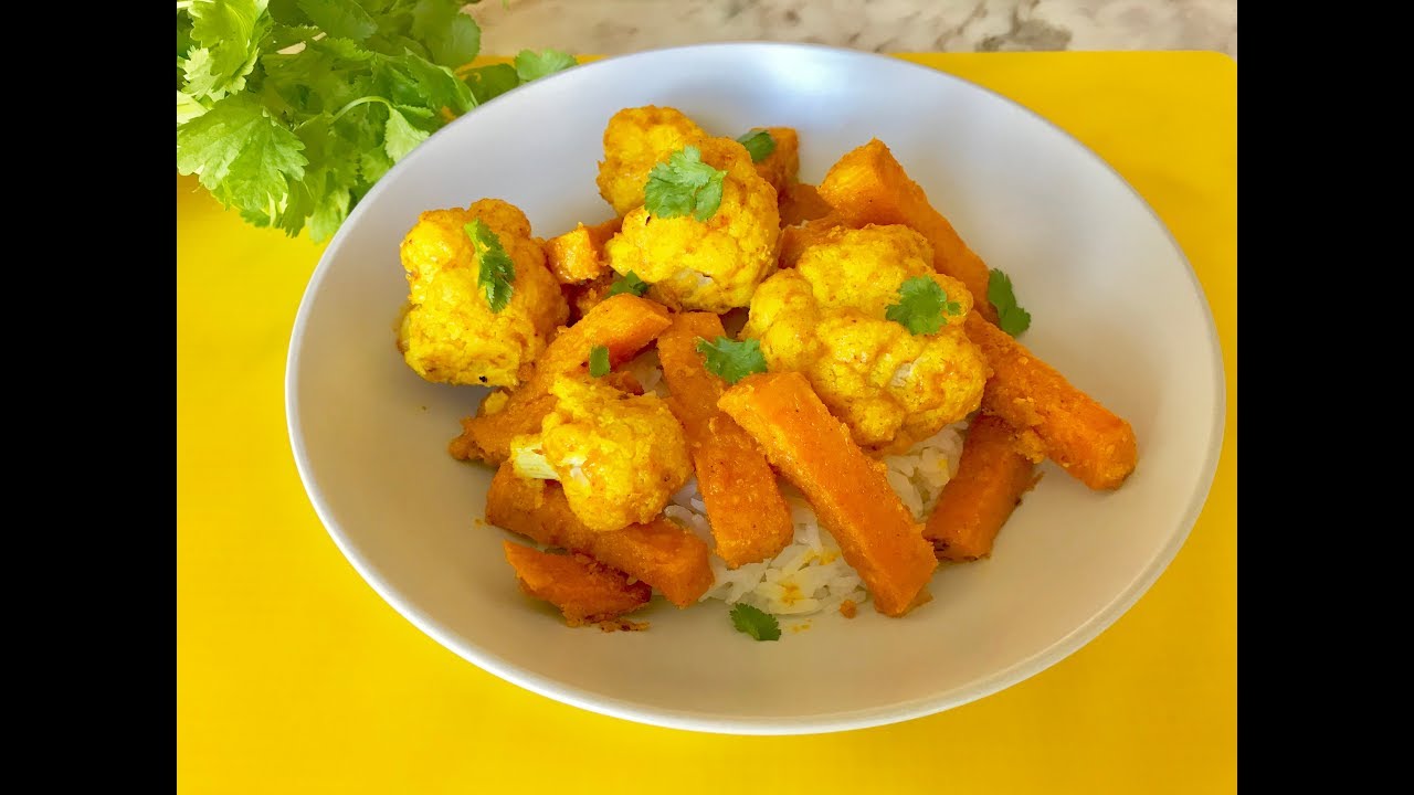 Печен карфиол и печен сладък картоф на фурна | Рецепта с тахан