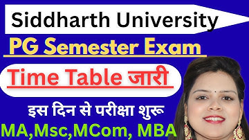 Siddharth University PG Semester Exam Time Table 2025 Out | MA MSc MCom | How to Prepare