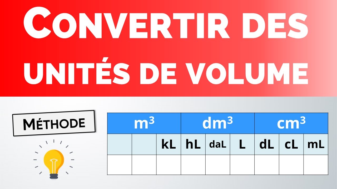 Comment CONVERTIR des VOLUMES   Mthode  Physique Chimie collge lyce