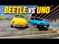 VW BEETLE vs FIAT UNO: Who Survives the Giant Stairs? 😱