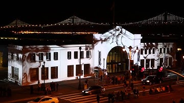 Exploratorium opening night Projections by Obscura Digital