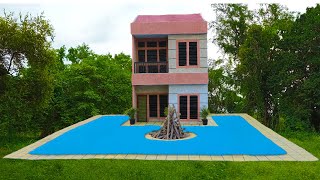 35 Days We Build Pretty 2 Story Villa And Beautiful Swimming Pool With Fire Pit Outdoor For Winter