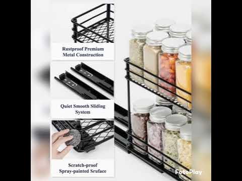 2 Pieces Durable Pull Out Spice Rack For Kitchen Cabinet, Spice Cabinet