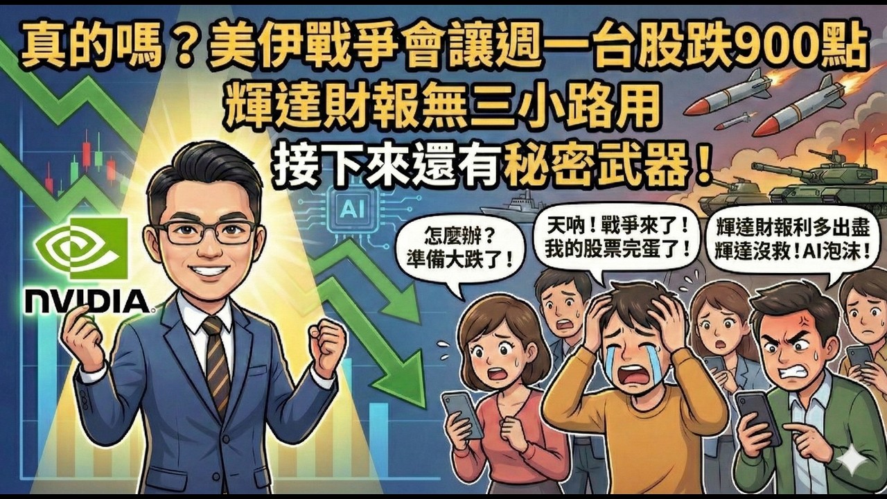 【真的嗎？美伊戰爭會讓週一台股跌900點 輝達財報無三小路用 接下來還有秘密武器！】飆股控盤術 陳俊言分析師 2026.02.08 週日特別解盤
