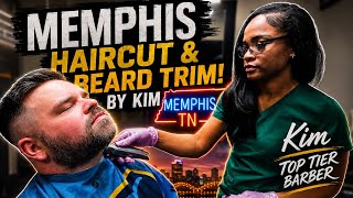 💈 Bald Fade Haircut + Hard Part + Beard Trim by Kim | ASMR 60FPS | Memphis, Tennessee 🇺🇸