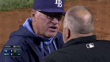 TB@NYY: Maddon tossed after disputing ruling at first