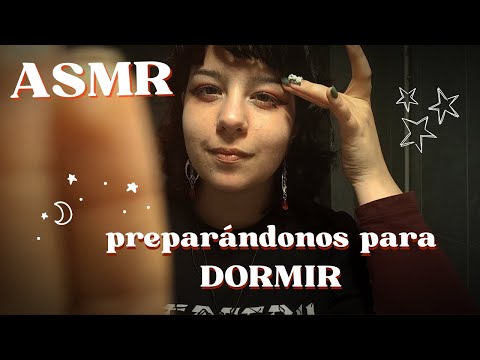 😴ASMR en ESPAÑOL |  preparándonos para dormir + susurros suaves, sonidos de crema y agua, masajito😴