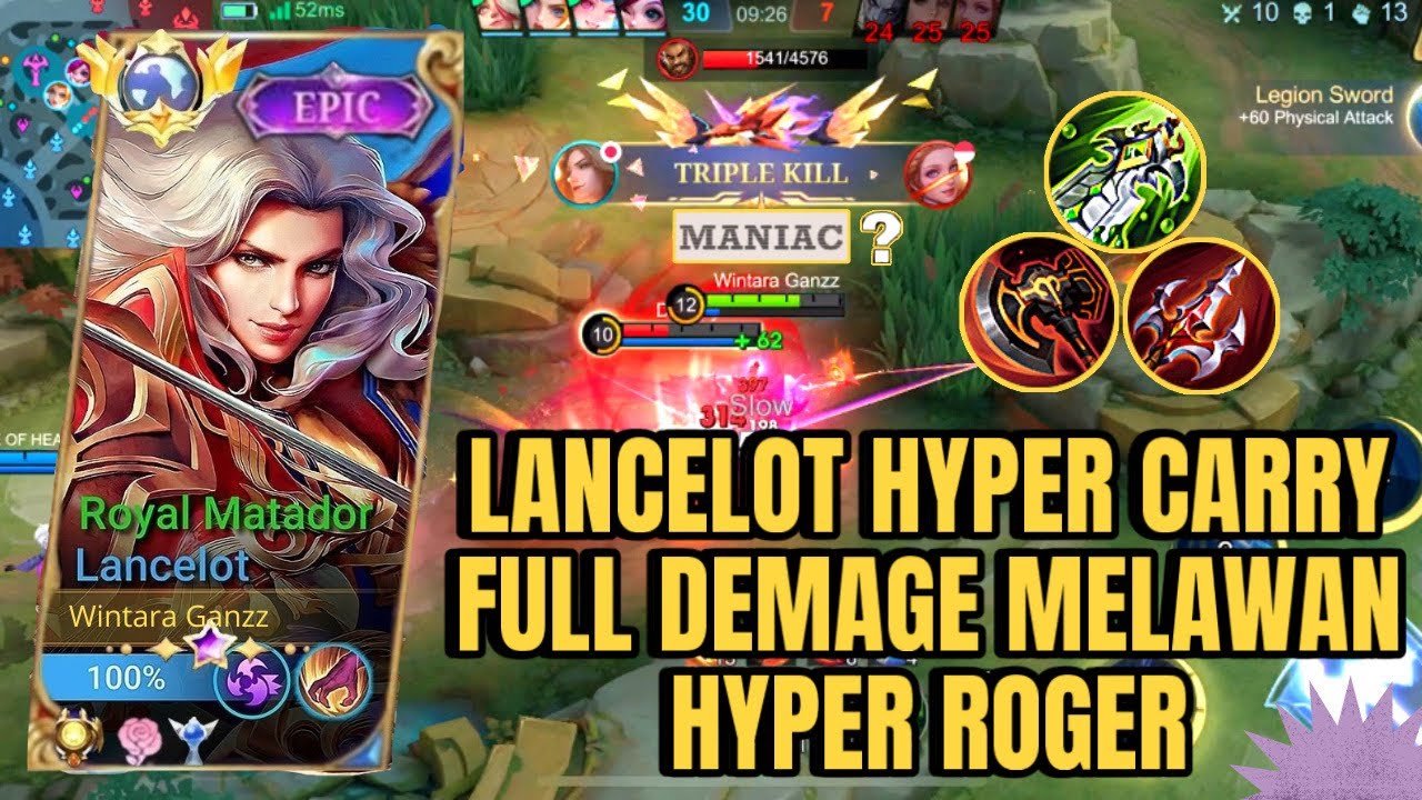 LANCELOT HYPER CARRY FULL DEMAGE MELAWAN HYPER ROGER DI RANK | MLBB ...