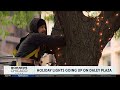 Christmas lights already going up in Daley Plaza