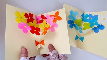 花束のポップアップカードの作り方／How to make Bouquet pop-up card