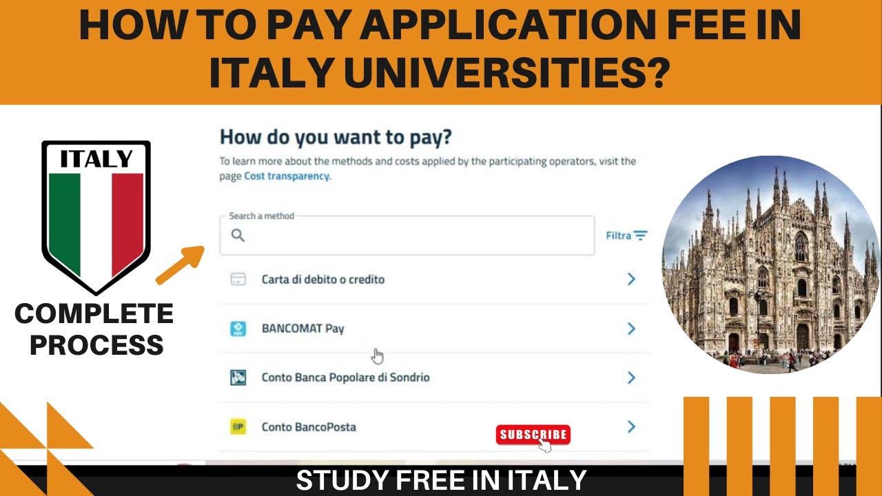 How to Pay Application Fee in Italy Universities? Italian Universities Application Fee Method