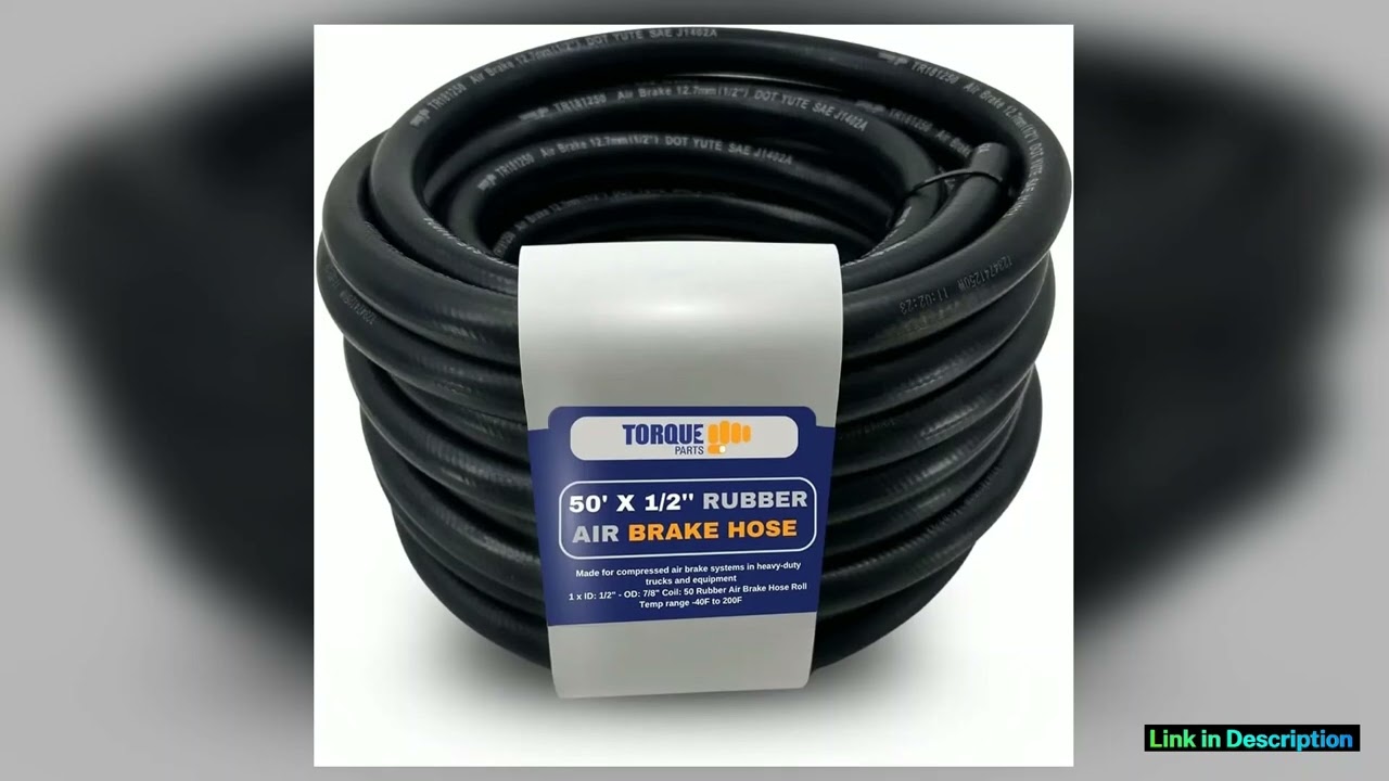 12 ID 78 OD 50FT Rubber Air Brake Hose Roll Black SAE J1402 DOT Approved for HeavyDuty Trucks Limit