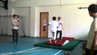 Two step wall-flip over a person