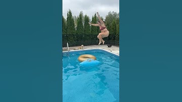 Giant Jump Cannonball into the Floating Tube in the Swimming Pool #shorts