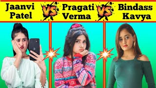 Jaanvi Patel Vs Pragati Verma Vs Bindass Kavya❓ Full Comparison Video ll #comprison