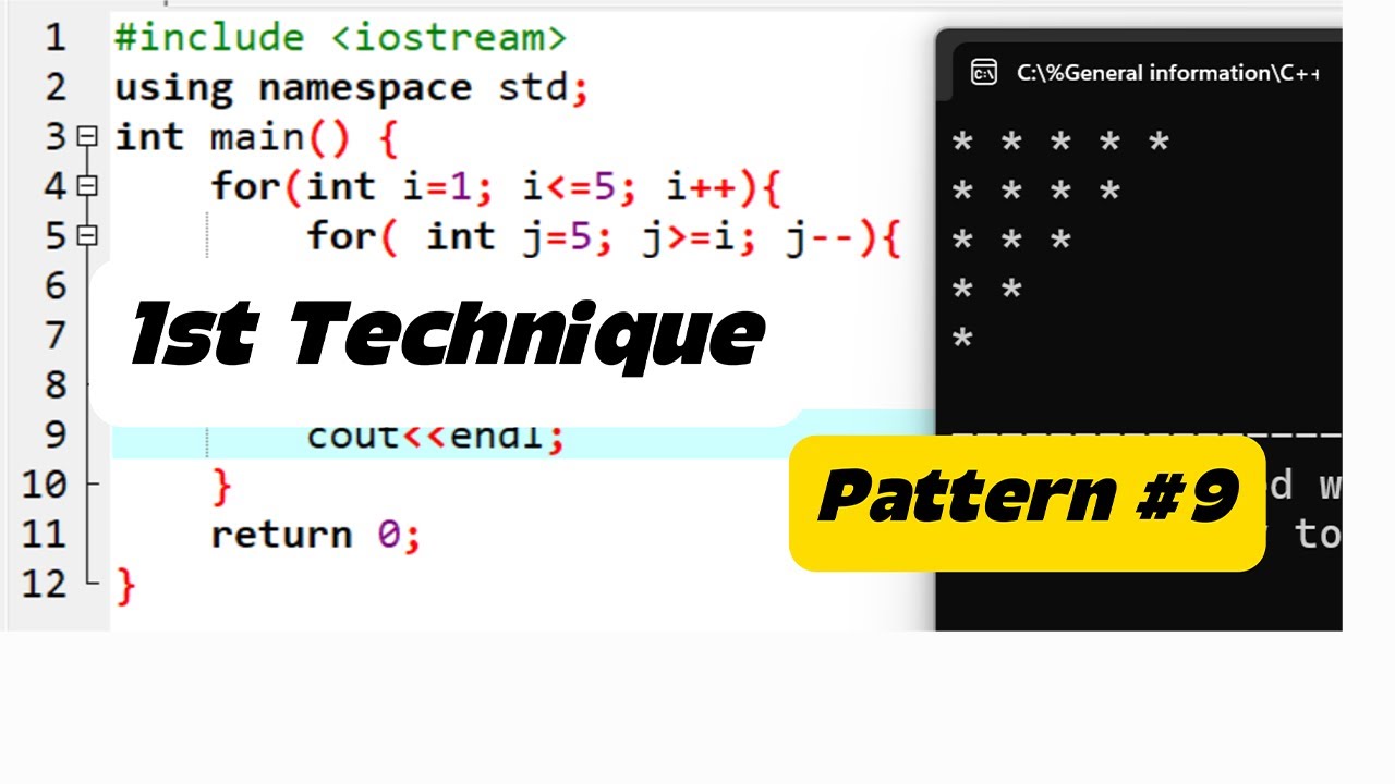 ️C++ Pattern Program: Print Inverted Triangle Using For Loop and If ...