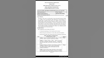 #B.com 3rd/4th semester VSKUB University#INDIA and INDIAN CONSTITUTION#Syllabus