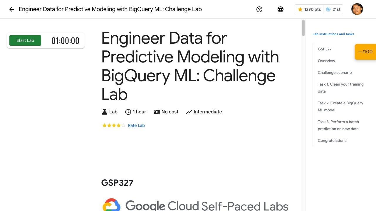 [2024] Engineer Data for Predictive Modeling with BigQuery ML: Challenge Lab GSP327