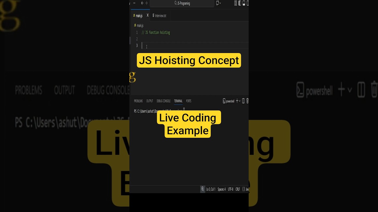 JavaScript Hoisting Explained in Hindi | var let const & Function Hoisting with example