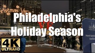 Walking Tour Philadelphia Christmas Special NIGHT TIME | 4K ULTRA HD SMOOTH CAM FOOTAGE (NARRATED)