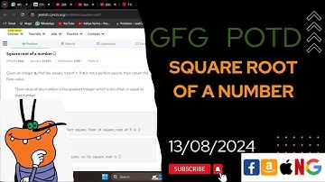 Square root of a number | gfg potd today | POTD | GFG Problem of the Day | C++ |