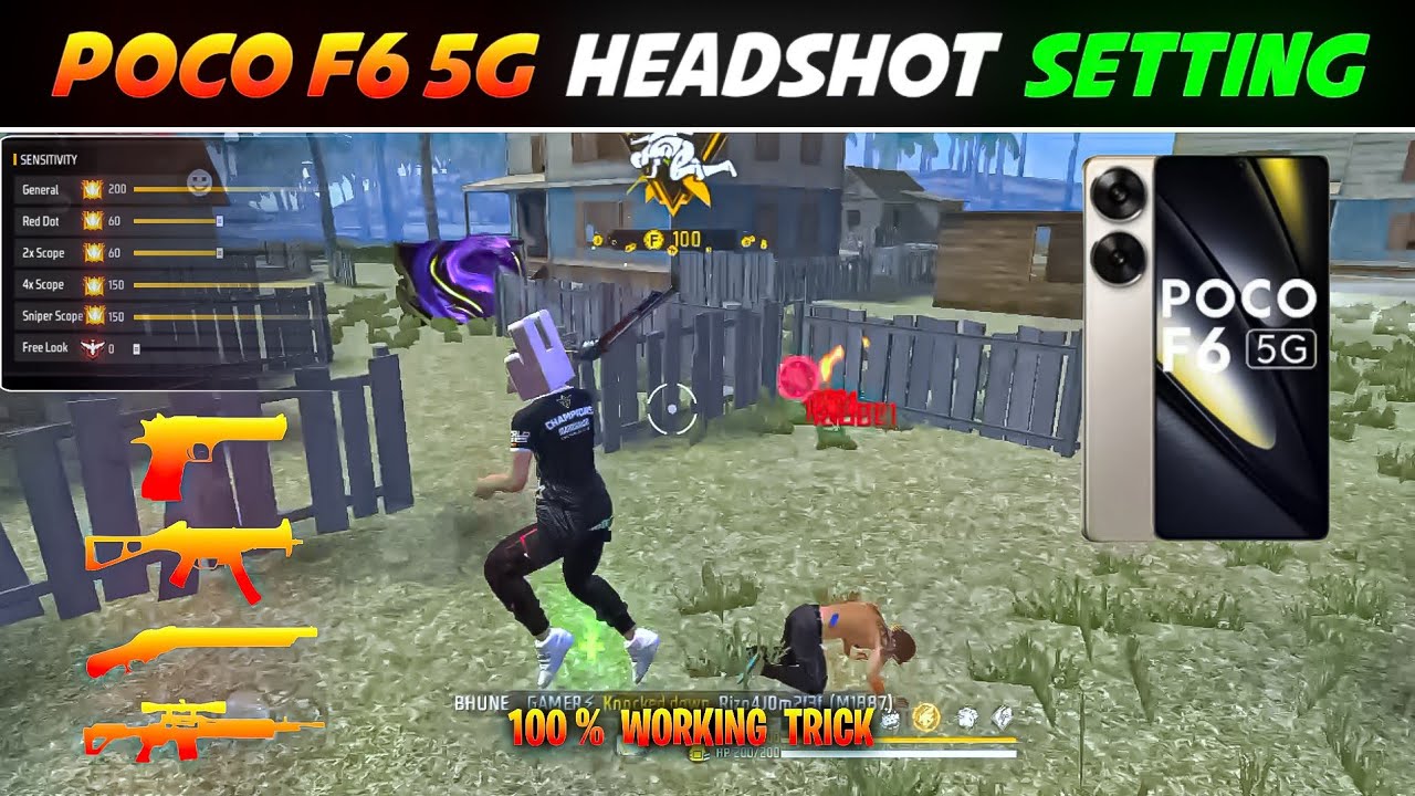 Free Fire Headshot Setting || Poco F6 5G Sensitivity Setting ⚙️ Dpi for ...