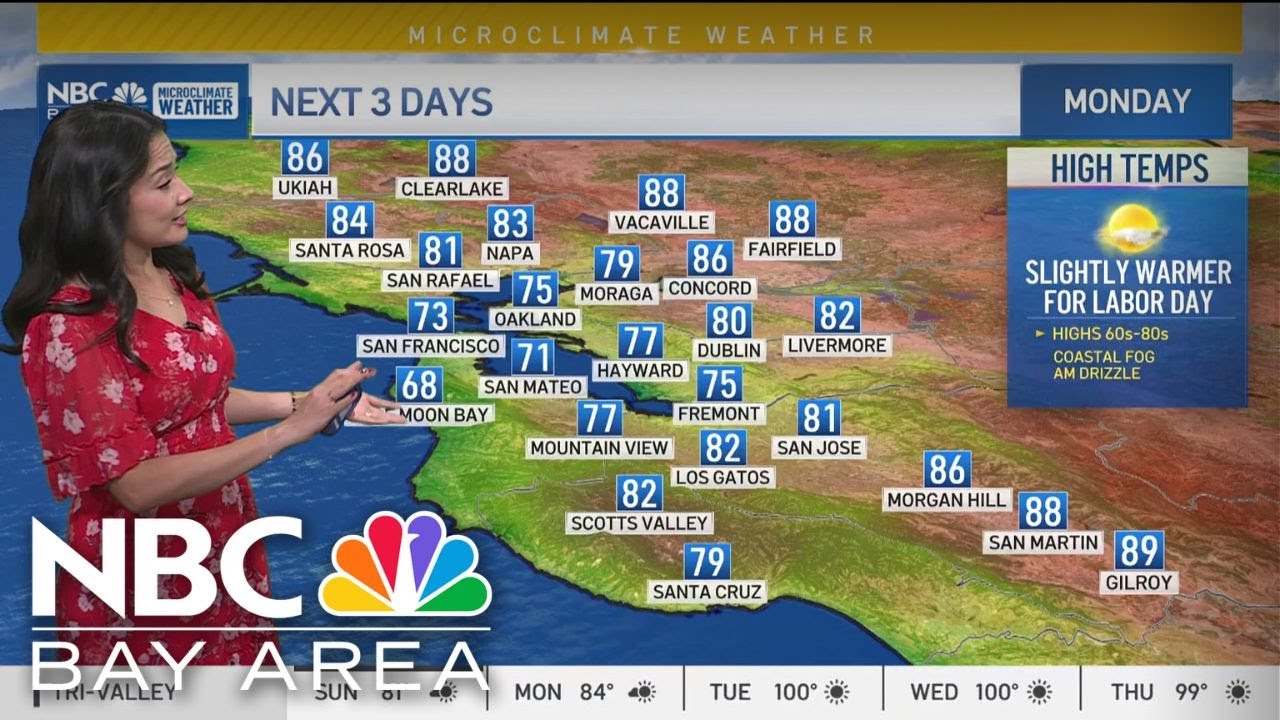 Bay Area forecast: Mild Labor Day, Heat starts Tuesday - YouTube