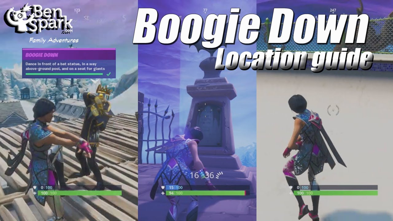 Fortnite Boogie Down Challenge Dancing Bat Statue A Way Above Ground Pool Seat For A Giant Youtube