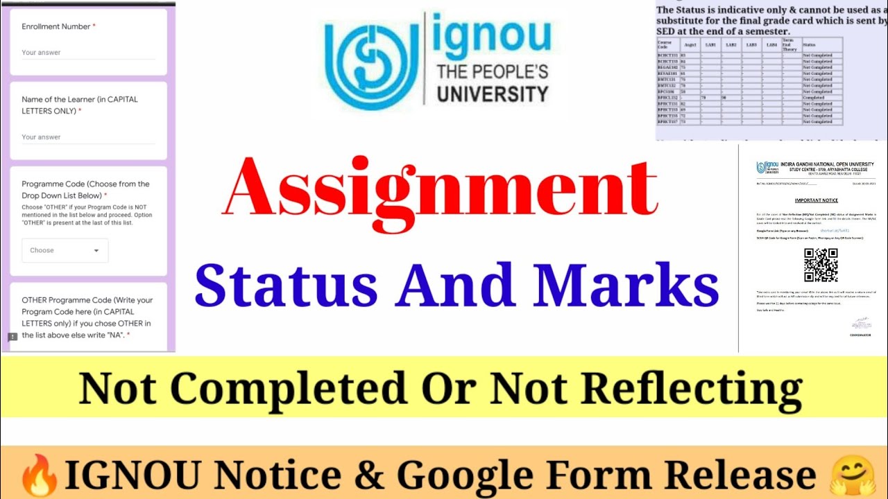 assignment status not updated ignou