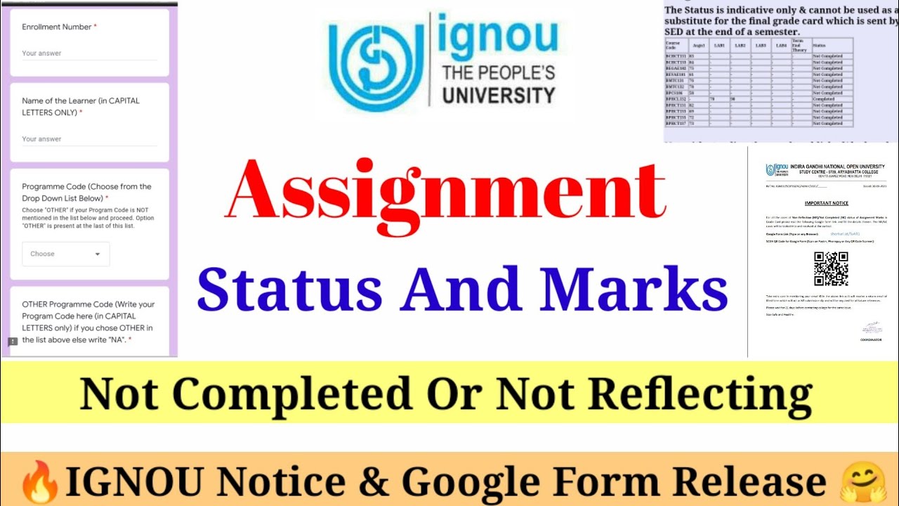 ignou assignment status not completed means