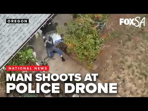 Oregon police release video of man shooting at police drone, swat team pinning him and his tractor a