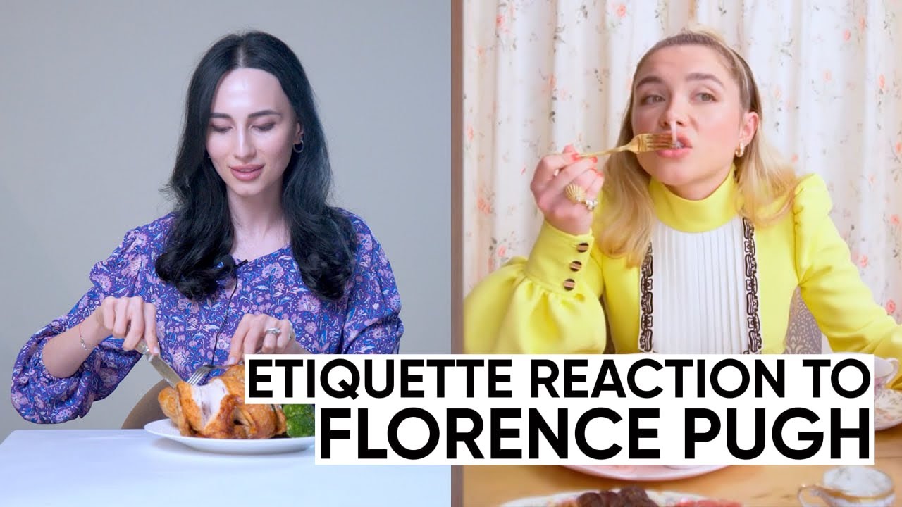 Florence Pugh Eats 11 English Dishes Vogue Etiquette Reaction by
