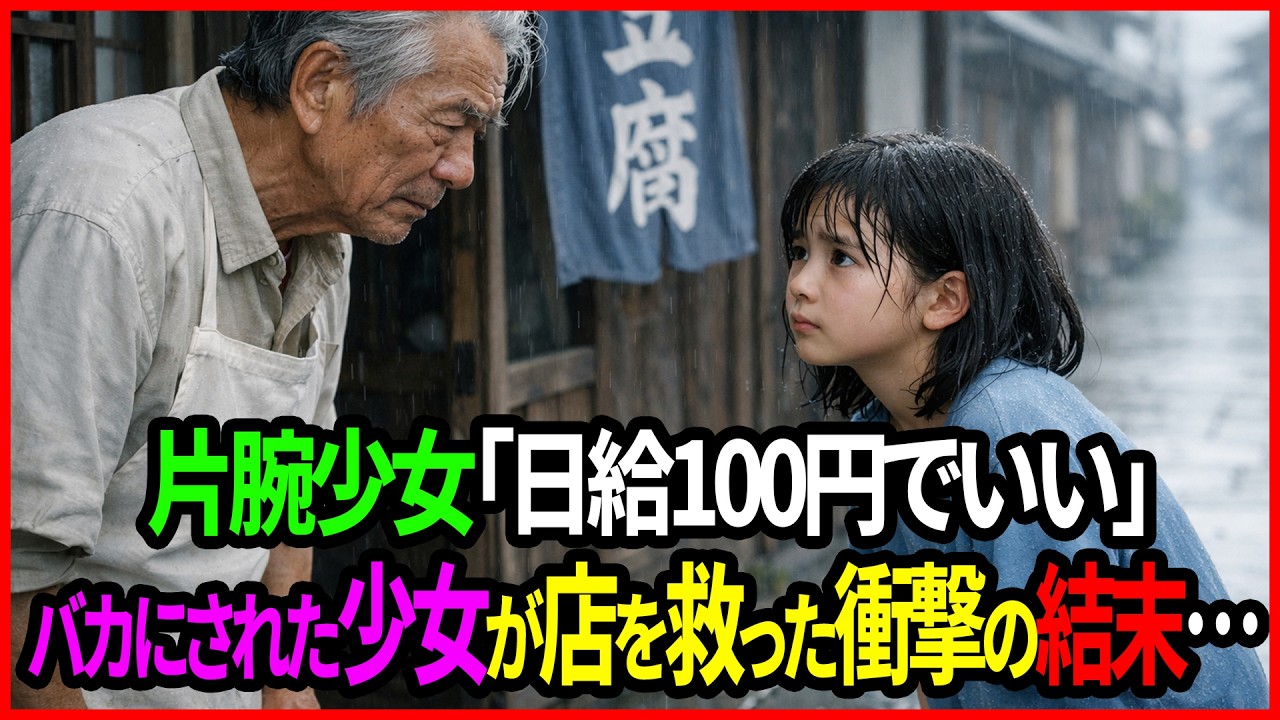 所持金0円の片腕少女「日給100円で働かせて」店主「採用。月給20万だ」→バカにされたその少女が、1ヶ月で店の借金300万を完済する『白い奇跡』を起こす！#感動する話 #泣ける話 #スカッとする話 #