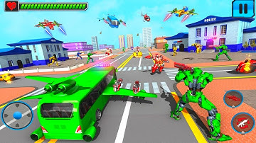 Flying School Bus Robot: Hero Robot Games - New Android GamePlay FHD.
