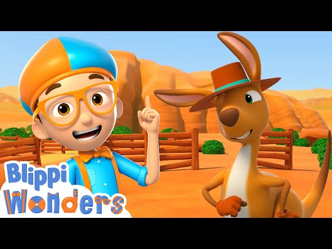 Blippi Wonders - Blippi Races a Kangaroo | Educational Cartoons for Kids | Blippi Animated Series