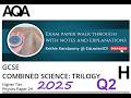 AQA GCSE (2025) Combined Science Physics - Paper 2: Q2 Higher Tier Past paper Forces
