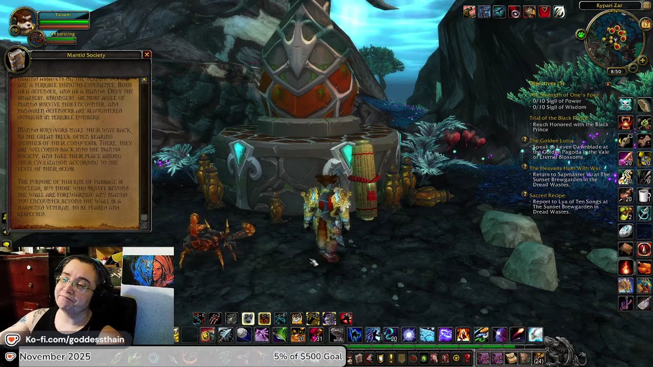 Day 393 (WoW Classic: Mists of Pandaria) - Dread Wastes - Mantid Society (lore scroll)