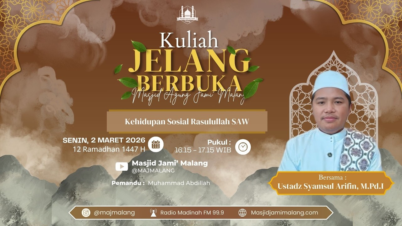 🔴 LIVE | Kuliah Jelang Berbuka 12 Ramadhan 1447 H Bersama Ustadz Syamsul Arifin, M.Pd.I