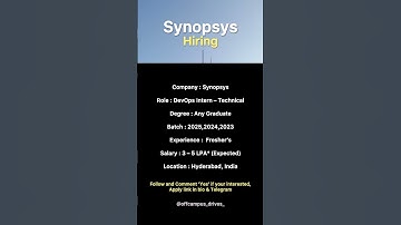 Synopsys Hiring ‼️ #jobs #shorts #short #software #hiring