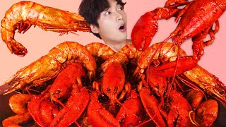 ENG SUB)Spicy Lobster Tiger Shrimp Seafood Boil Eat Mukbang?Seafood Korean ASMR Hoony 후니 Eatingsound