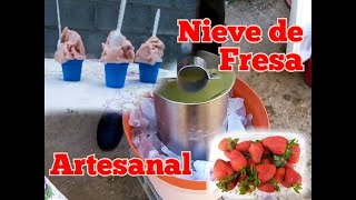 Como hacer nieve de fresa (ARTESANAL) fácil, explicado desde cero.