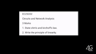 3 Marks Circuits and Network Analysis EC25C02