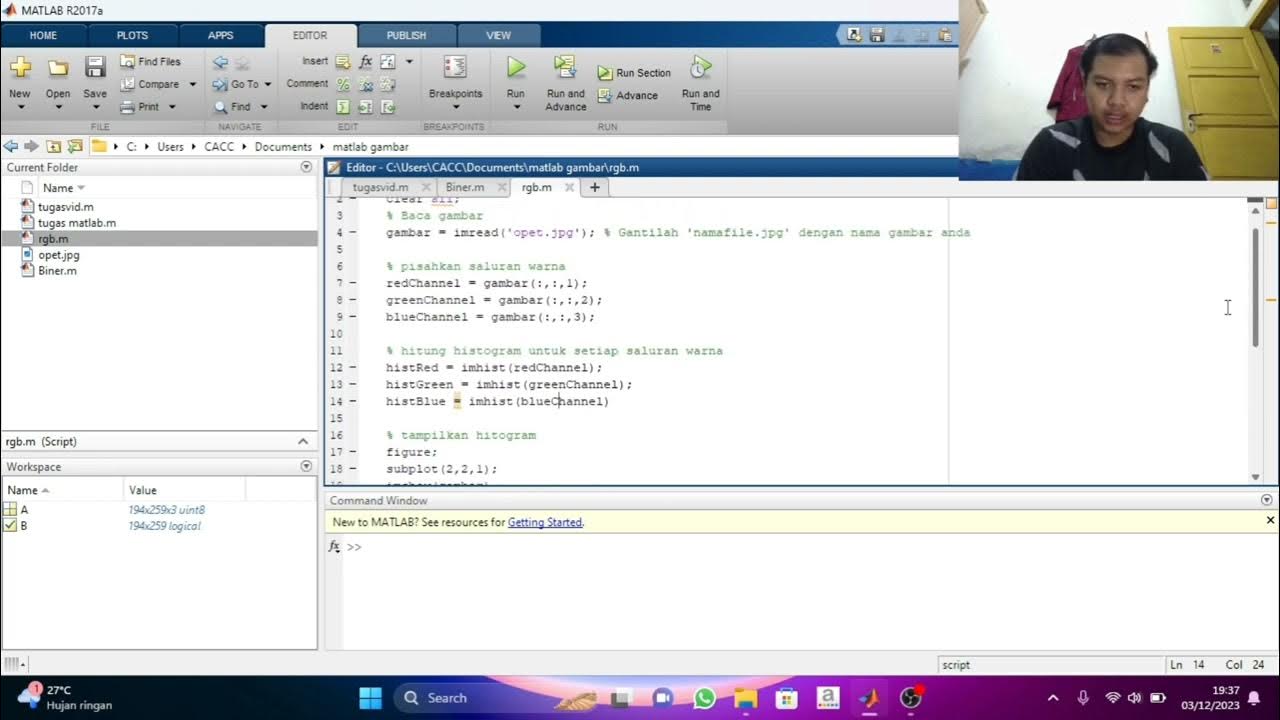 Histogram Biner, Grayscale, dan RGB Matlab - YouTube