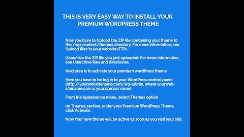 How To install and activate WordPress Premium Theme