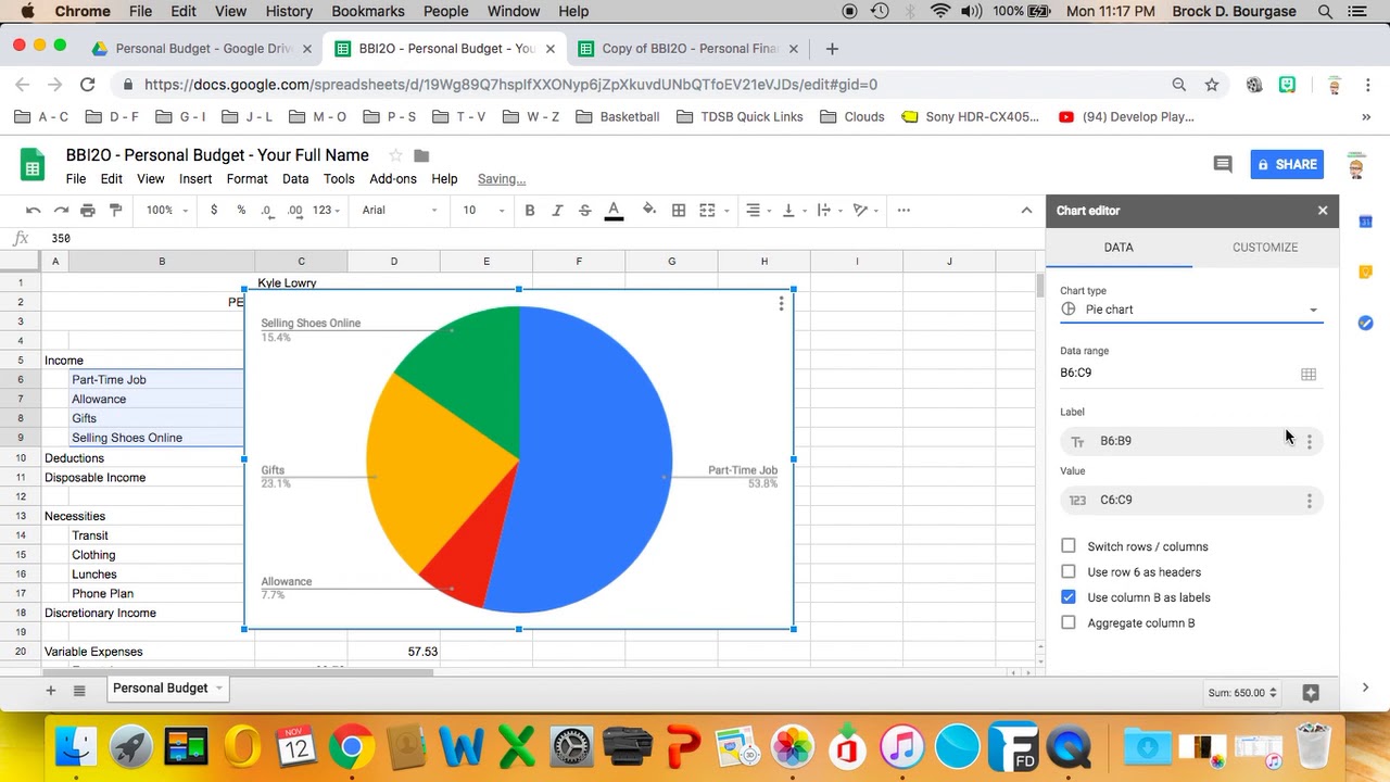 bbi2o personal budget google sheets screencast youtube personal budget google sheets