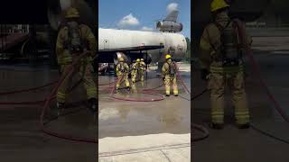 #ARFF #firefighters putting out a fuel pit and engine fire for a refresher course. #jax #firefighter